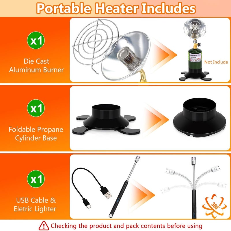 GasCalorix Portable Propane Heater for Camping Outdoor, Space Patio Garage Heater with Control Valve Cordless, Tent Heaters with Foldable Tank Holder for Winter Tent Hiking Ice Fishing Hunting - Image 5